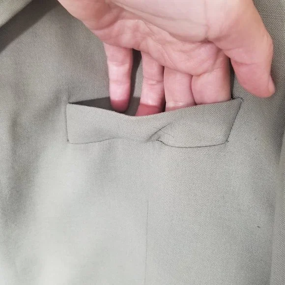 Vintage Boulevard Club Khaki Oversized Professor Wool Blend Blazer Sport Pocket - Picture 3 of 10